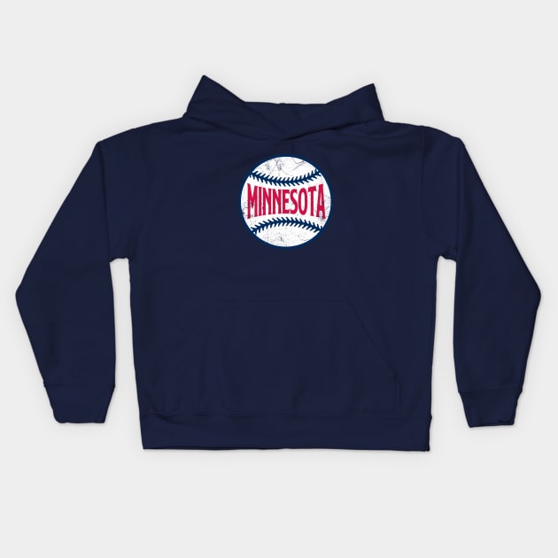 Minnesota Retro Baseball - Navy Kids Hoodie by KFig21